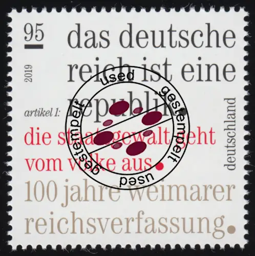 3488 Weimarer Reichsverfassung, gestempelt O