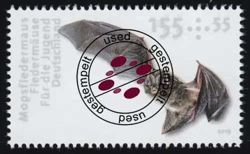 3487 Fledermäuse: Mopsfledermaus, gestempelt O