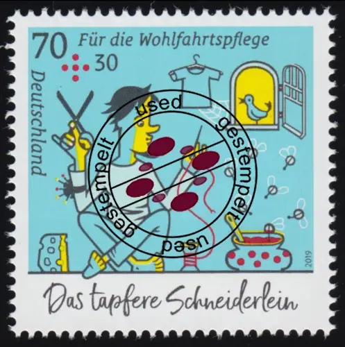 3438 Das tapfere Schneiderlein 70 Cent, nassklebend, gestempelt O