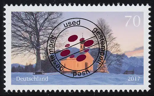 3344 Weihnachtliche Kapelle 2017, nassklebend, O