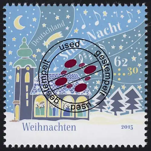 3183 Weihnachten - Stille Nacht, Heilige Nacht, nassklebend, gestempelt O