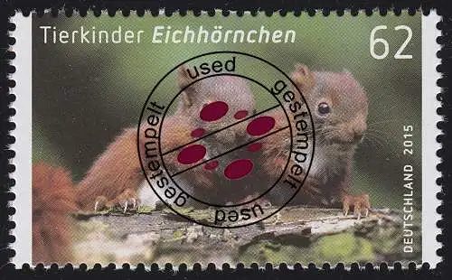 3124 Tierkinder - Eichhörnchen nassklebend, gestempelt O
