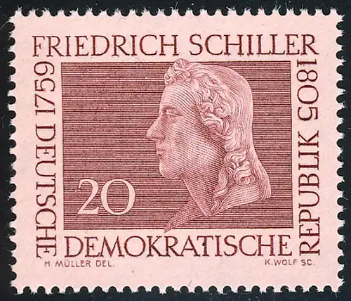 734 Friedrich Schiller 20 Pf ** post-fraîchissement