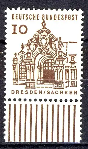 454 Bauwerke klein 10 Pf Unterrand ** postfrisch