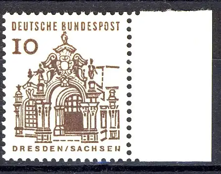 454 Bauwerke klein 10 Pf Seitenrand re. ** postfrisch