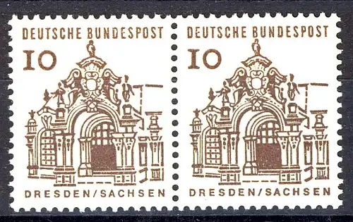 454 Bauwerke klein 10 Pf waag. Paar ** postfrisch