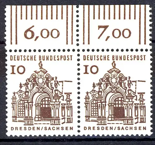 454 Bauwerke klein 10 Pf Paar OR ** postfrisch