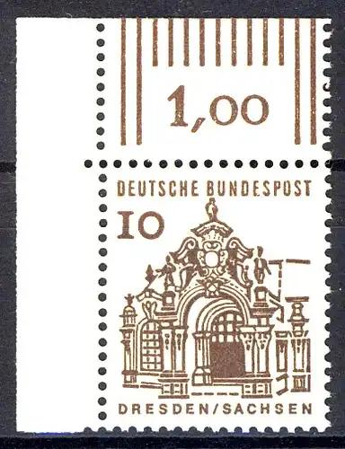 454 Bauwerke klein 10 Pf Ecke ol ** postfrisch