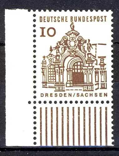 454 Bauwerke klein 10 Pf Ecke ul ** postfrisch