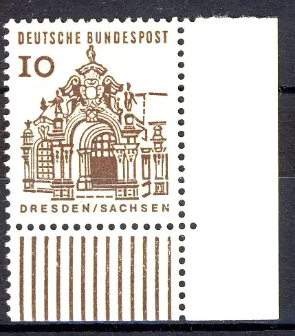 454 Bauwerke klein 10 Pf Ecke ur ** postfrisch