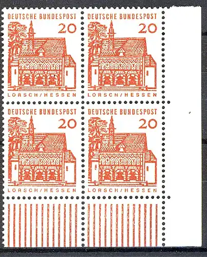 456 Bauwerke klein 20 Pf Eck-Vbl. ur ** postfrisch