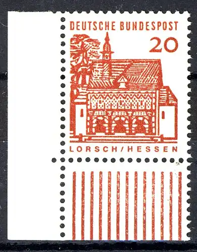 456 Bauwerke klein 20 Pf Ecke ul ** postfrisch