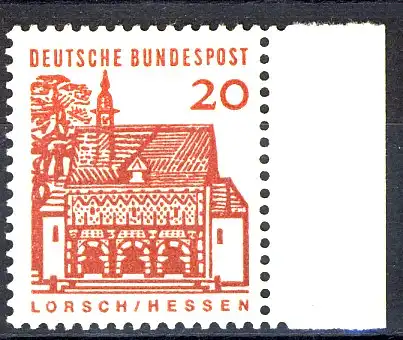 456 Bauwerke klein 20 Pf Seitenrand re. ** postfrisch
