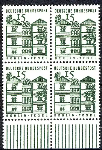 455a Bauwerke klein 15 Pf UR-Viererbl. ** postfrisch
