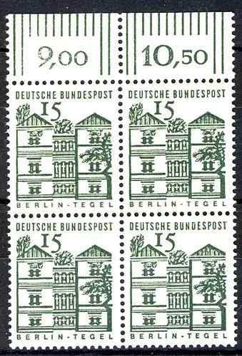 455a Constructions petites 15 Pf OR-Quaterbl. ** post-fraîchissement