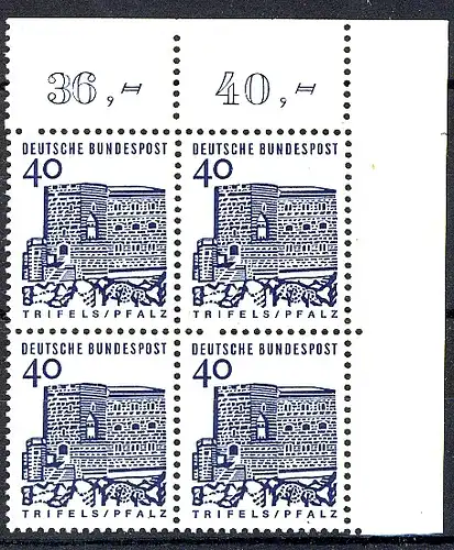 457 Constructions petites 40 Pf Eck Vbl. or ** post-fraîchissement