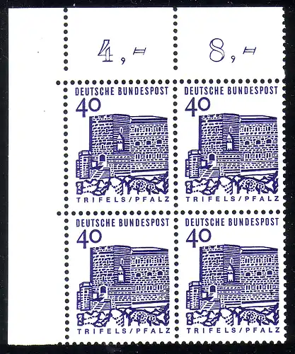 457 Constructions petites 40 Pf Eck Vbl. ol ** post-fraîchissement