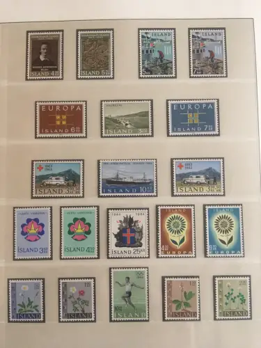 Island 1958-1990 ** postfrisch im Lindner-T-Ringbinder, ca. 40 Blätter