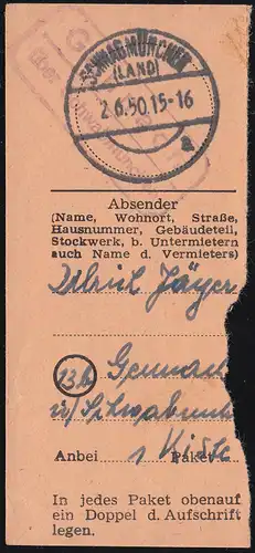 Payspost Gennach sur les BOUCHES (PAYS) 2.6.50 sur la section Cartes paquets