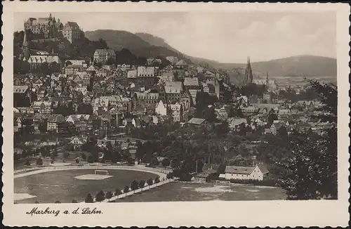 Carte: Marburg sur la Lahn - Vue de la ville, EF MARBURG 23.8.41 après Leoni
