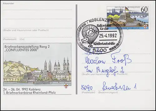 PSo 26 Messe Koblenz, SSt Koblenz Ballonfahrt für Kinderkrebshilfe 25.4.1992