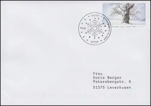 2509 Post: Winter & Baum in Winterlandschaft, FDC ESSt Berlin Schneeflocke 2006