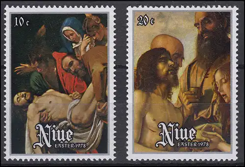 Niue: Easter & Pâques 1978 Peinture au Vatican Résurrection Christ, 2 valeurs **