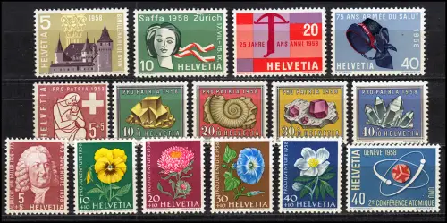 653-667 Suisse-Journée 1958 complète, frais de port