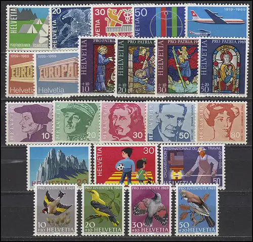 895-917 Schweiz-Jahrgang 1969 komplett, postfrisch