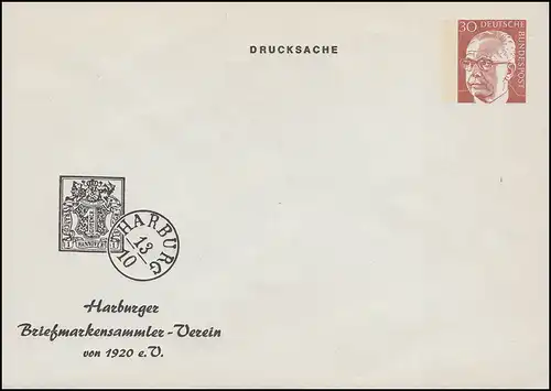 PU 52/6 Harburger Einkreisstempel, Heinemann 30 Pf. braunrot, ungebraucht **