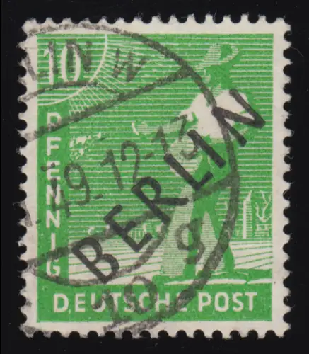 4a Schwarzaufdruck 10 Pf GELBGRÜN, gestempelt O