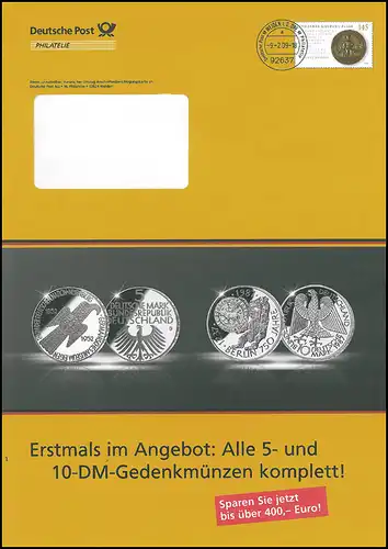 Plusbrief F406 Goldene Bulle: Alle 5- und 10 DM-Gedenkmünzen, 9.2.09