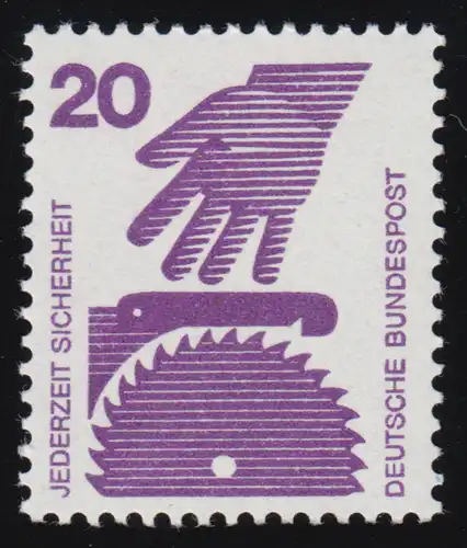 696a Unfall schwarze Nr. 20 Pf 400er-Rolle, Rollenanfang 1 **