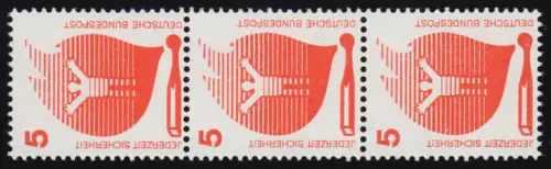 694a Unfall schwarze Nr. 5 Pf 500er-Rolle, 3er-Streifen + Nr. **