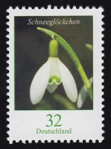 3655 Blume Schneeglöckchen 32 Cent, nassklebend, ** postfrisch