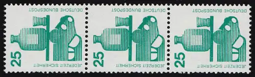 697a Unfall schwarze Nr. 25 Pf 1000er-Rolle, 3er-Streifen + Nr. **