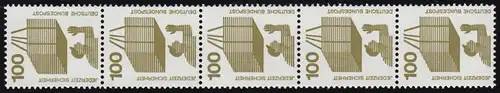 702a Unfall schwarze Nr. 100 Pf, 5er-Streifen + Nr. **