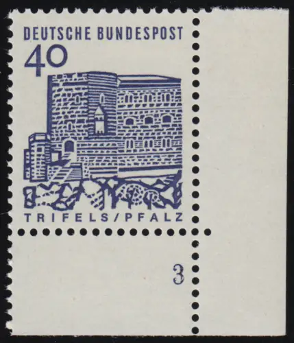 457 Bauwerke klein 40 Pf Ecke ur FN3, ** postfrisch