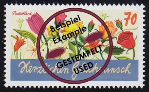 3232 Schreibanlässe: Herzlichen Glückwunsch, nassklebend, gestempelt O