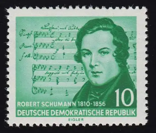 528 XII Robert Schumann 10 Pf Wz.2 XII, postfrisch **