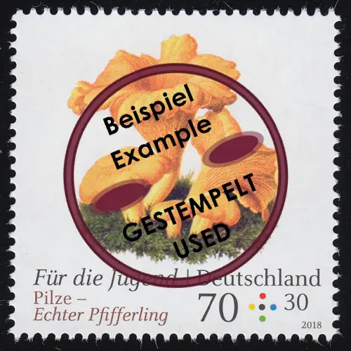 3407 Für die Jugend - Pilze: Echter Pfifferling 70 Cent, O