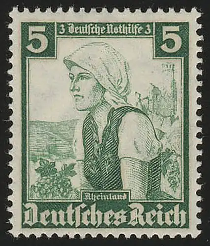 590 Nothilfe Volkstrachten Rheinland 5 Pf ** postfrisch