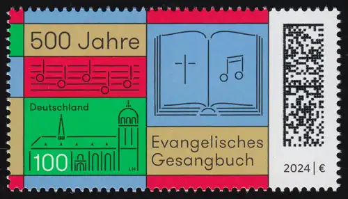 3809 Evangelisches Gesangbuch, nassklebend, postfrisch **/MNH
