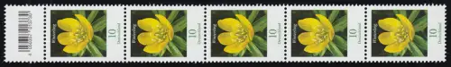 3314 Blume 10 Cent 500er KLEINE Nr., 5er-Streifen mit Codierfeld (geschl. 4) **