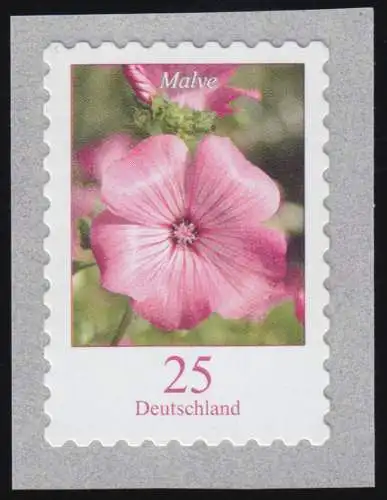 2513 Blumen Malve 25 Cent selbstklebend in seltener Farbe HELLGRÜN, postfrisch **