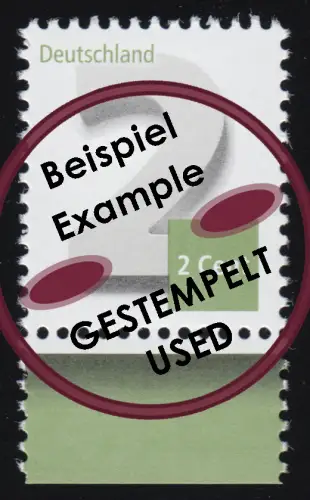 3042 Ergänzungsmarke 2 Cent, nassklebend aus 10er-Bogen, gestempelt O