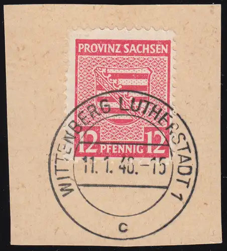 71XA Provinzwappen 12 Pf. Postmeistertrennung, Bfst. Wittenberg, gpr. Jasch BPP