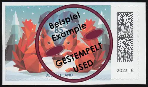 3802 écureuils dans la neige - autocollants, O tampés