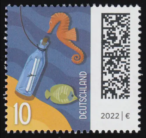 3723AI Welt der Briefe: Flaschenpost 10 Cent, 45°/45° ** postfrisch