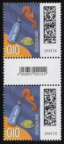 3723 Poste bouteille 10 centimes - valeur 010, paire avec champ de code no **